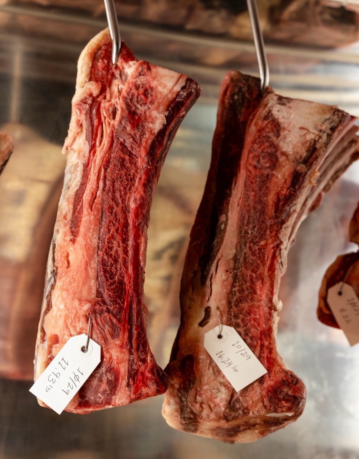 Dry-aged bones tagged in the aging room